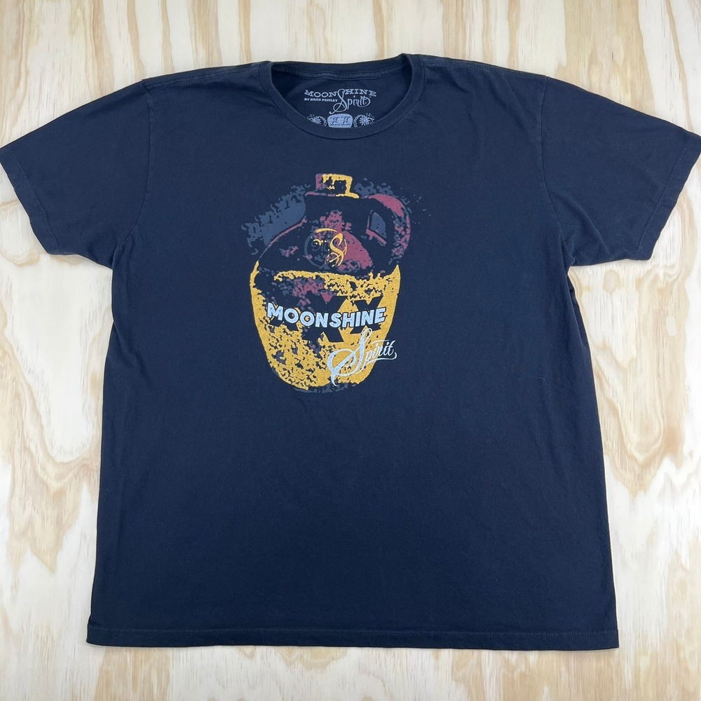 Moonshine Spirit by Brad Paisley Mens Graphic T-Shirt Navy Blue Size L‎ Cotton